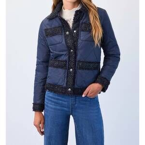 NEW FDJ quilted sparkle tweed jacket in indigo